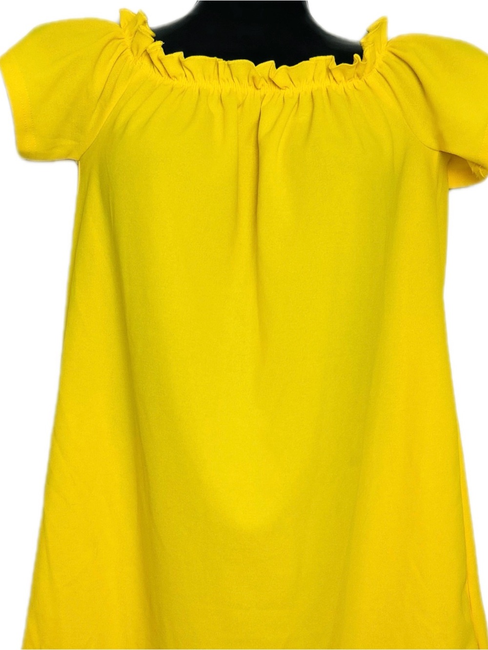 Bright Yellow Ruffle-Neck Summer Dress - Picture 5 of 15